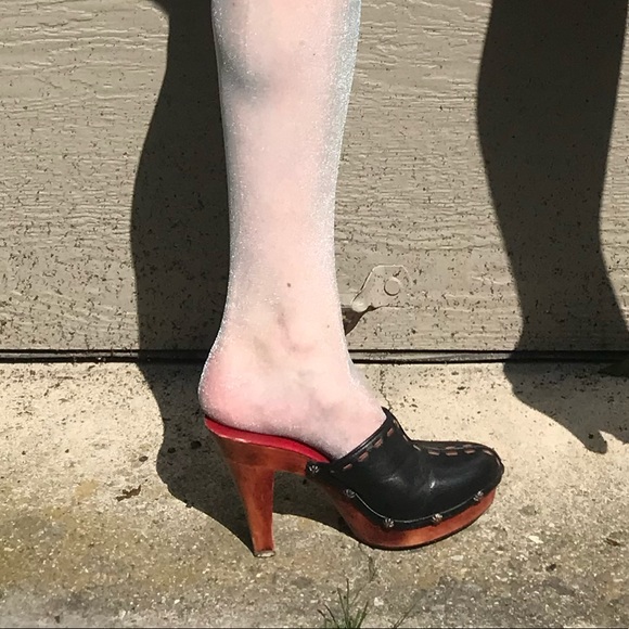 *Rare* wood clog French mule with platform heel - Picture 8 of 13